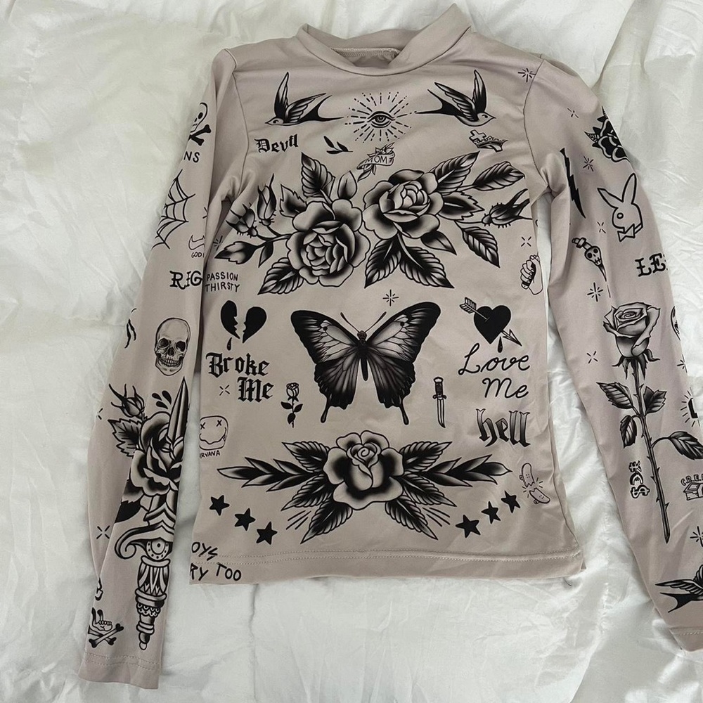 Dollskill tattoo sleeves skin long sleeve. Ed hardy inspired top